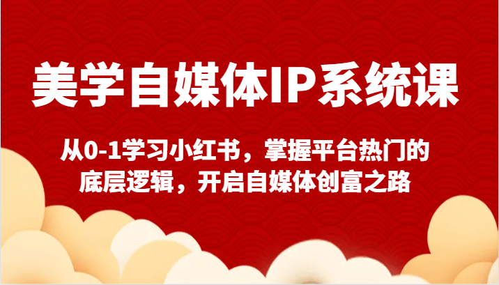 美学自媒体IP系统课-从0-1学习小红书，掌握平台热门的底层逻辑，开启自媒体创富之路-<a href=