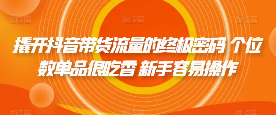 撬开抖音带货流量的终极密码 个位数单品很吃香 新手容易操作-<a href=
