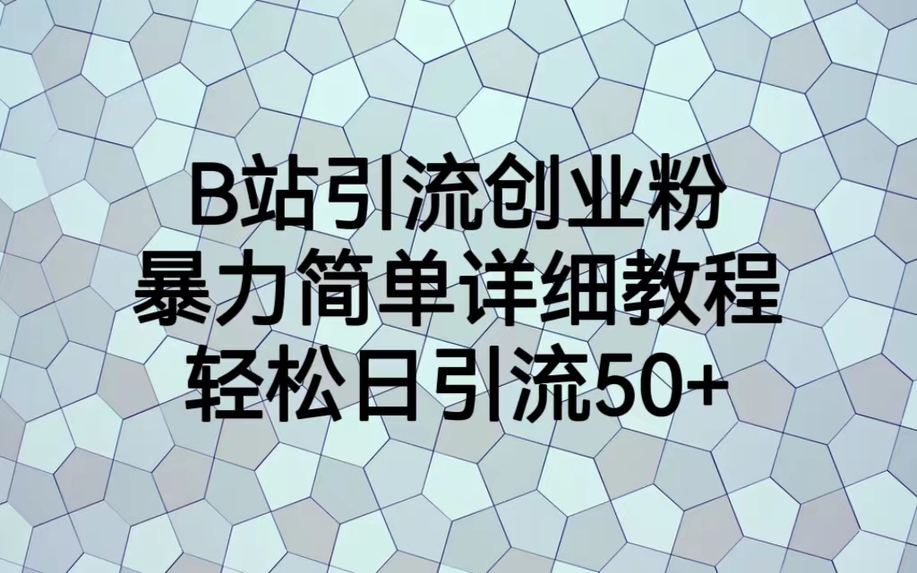 （6639期）B站引流创业粉，暴力简单详细教程，轻松日引流50+-<a href=