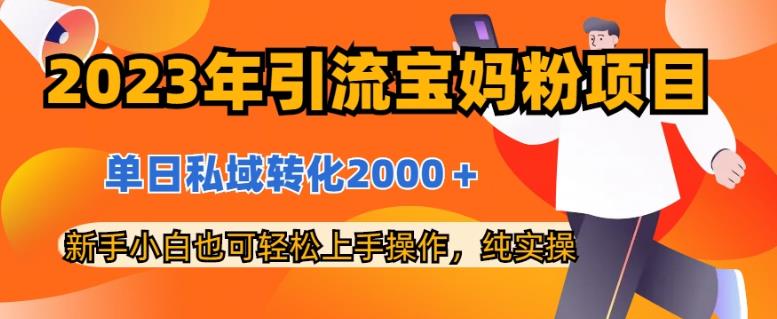 2023年引流宝妈粉项目，单日私域转化2000＋，新手小白也可轻松上手操作，纯实操-<a href=