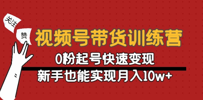（4446期）视频号带货训练营：0粉起号快速变现，新手也能实现月入10w+-<a href=