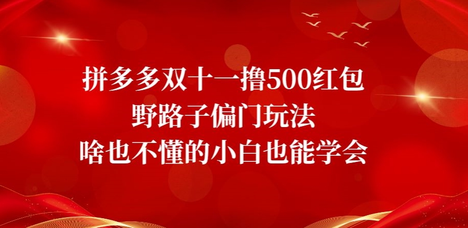 拼多多双十一撸500红包野路子偏门玩法，啥也不懂的小白也能学会【揭秘】-<a href=
