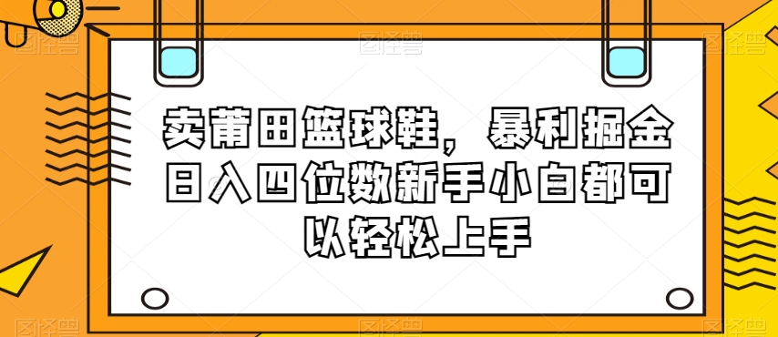 卖莆田篮球鞋，暴利掘金日入四位数新手小白都可以轻松上手【揭秘】-<a href=