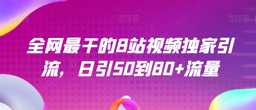 全网最干的B站视频独家引流，日引50到80+流量【揭秘】-<a href=