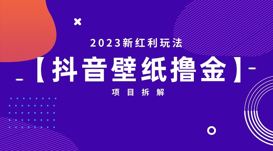 [抖音快手]2023新红利玩法，抖音壁纸撸金项目拆解-<a href=