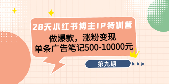 （4267期）28天小红书博主IP特训营《第9期》做爆款，涨粉变现 单条广告笔记500-10000-<a href=