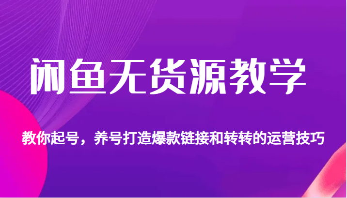 闲鱼无货源教学，教你起号，养号打造爆款链接以及转转的运营技巧-<a href=