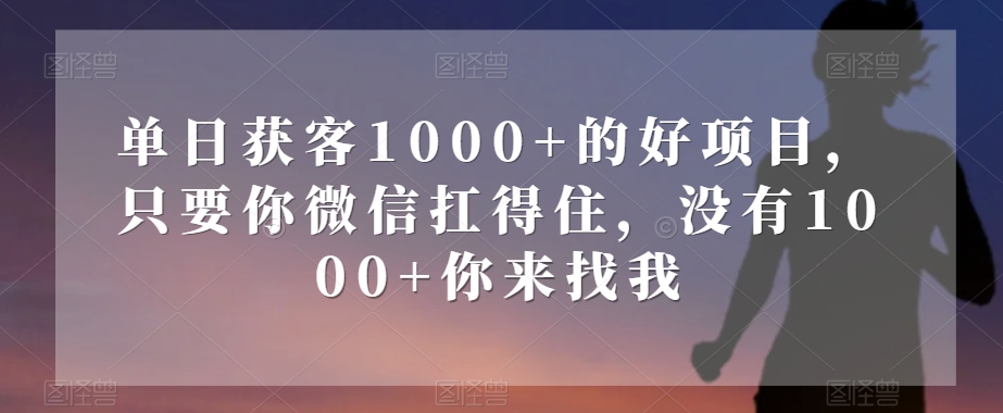 单日获客1000+的好项目，只要你微信扛得住，没有1000+你来找我【揭秘】-<a href=
