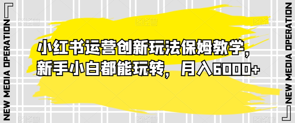 小红书运营创新玩法保姆教学，新手小白都能玩转，月入6000+【揭秘】-<a href=