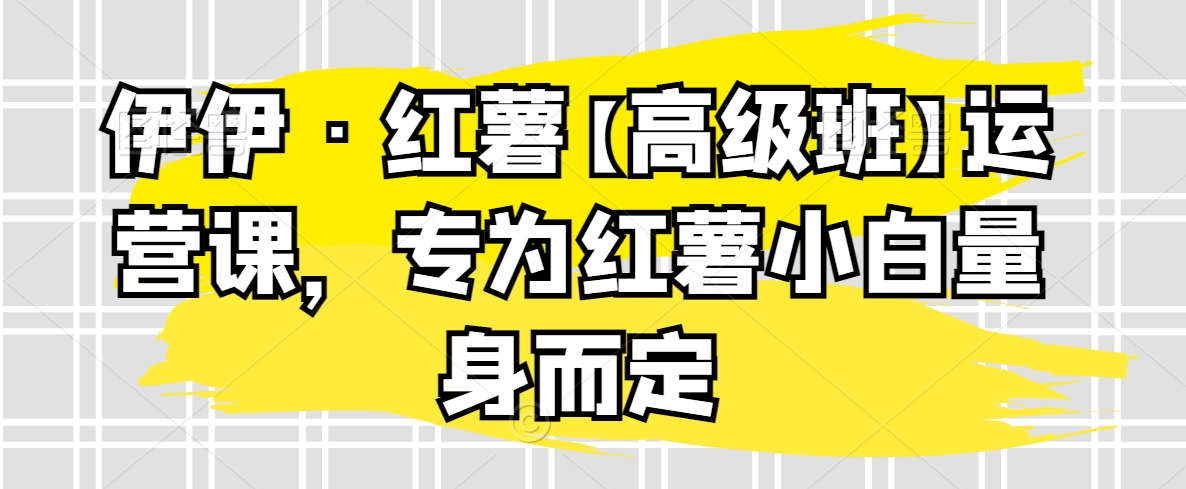 伊伊·红薯【高级班】运营课，专为红薯小白量身而定-<a href=