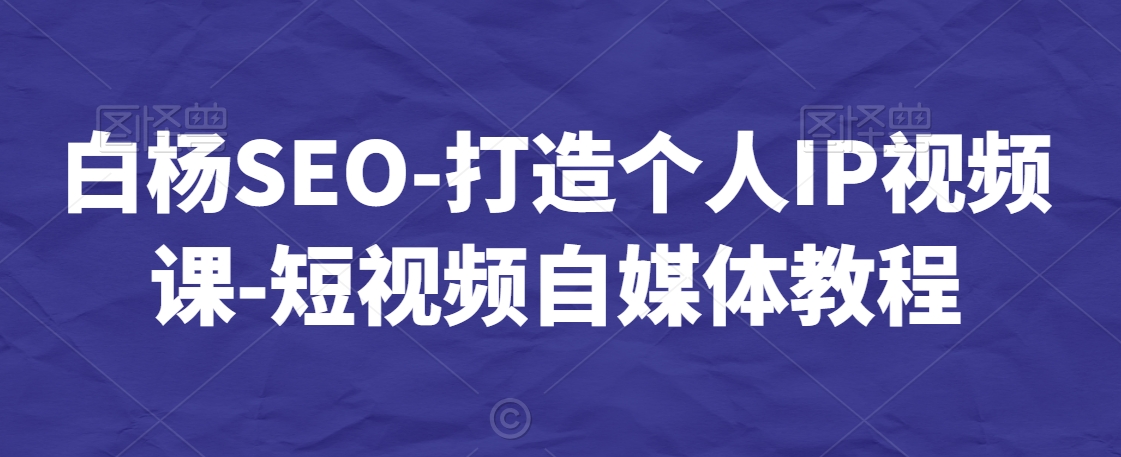 白杨SEO-打造个人IP视频课-短视频自媒体教程-<a href=
