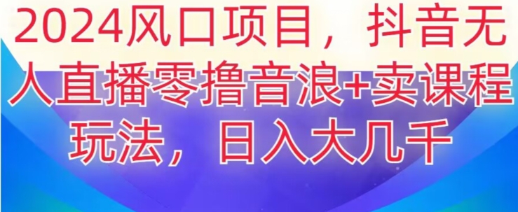 2024风口项目，抖音无人主播撸音浪+卖课程玩法，日入大几千【揭秘】-<a href=