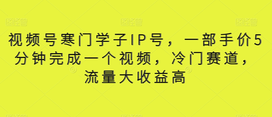 视频号寒门学子IP号，一部手价5分钟完成一个视频，冷门赛道，流量大收益高【揭秘】-<a href=