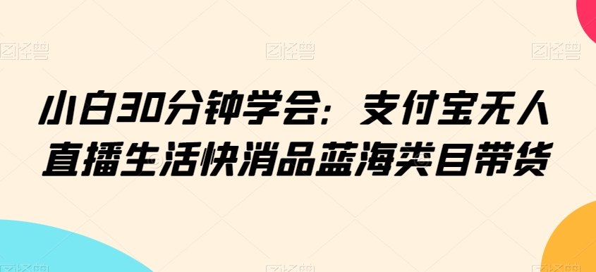 小白30分钟学会：支付宝无人直播生活快消品蓝海类目带货-<a href=
