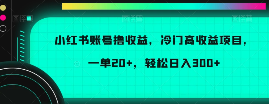 小红书账号撸收益，冷门高收益项目，一单20+，轻松日入300+【揭秘】-<a href=