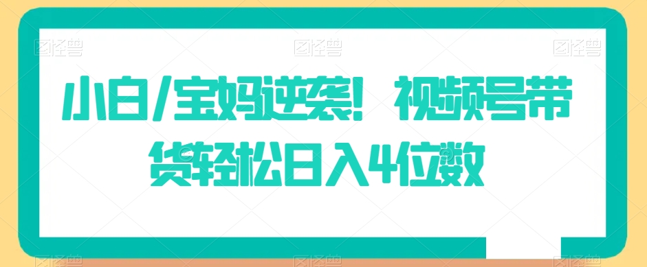 小白/宝妈逆袭！视频号带货轻松日入4位数-<a href=