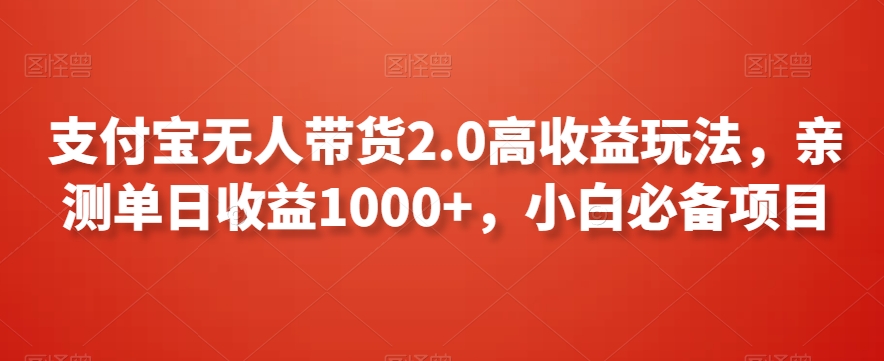支付宝无人带货2.0高收益玩法，亲测单日收益1000+，小白必备项目-<a href=
