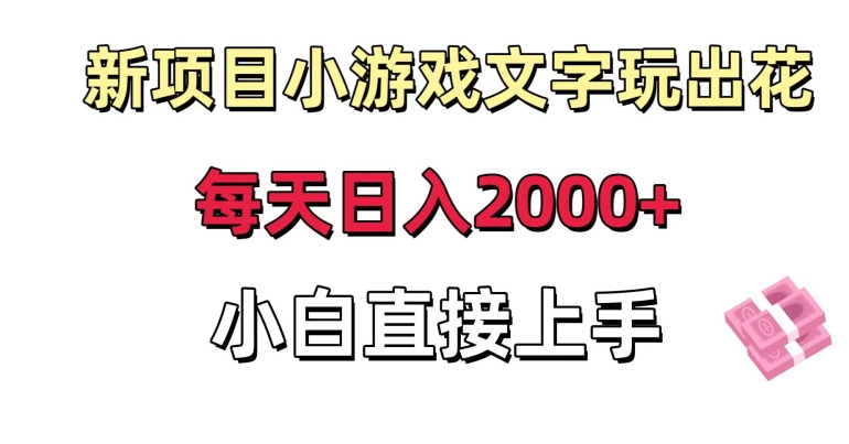 新项目小游戏文字玩出花日入2000+，每天只需一小时，小白直接上手-<a href=