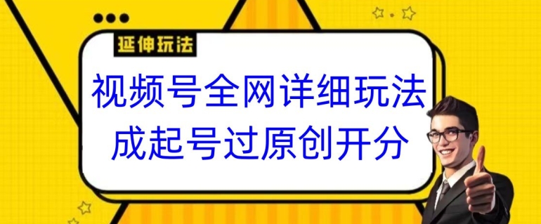 视频号全网最详细玩法，起号过原创开分成，单号日入300+-<a href=