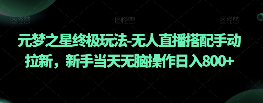 元梦之星终极玩法-无人直播搭配手动拉新，新手当天无脑操作日入800+【揭秘】-<a href=