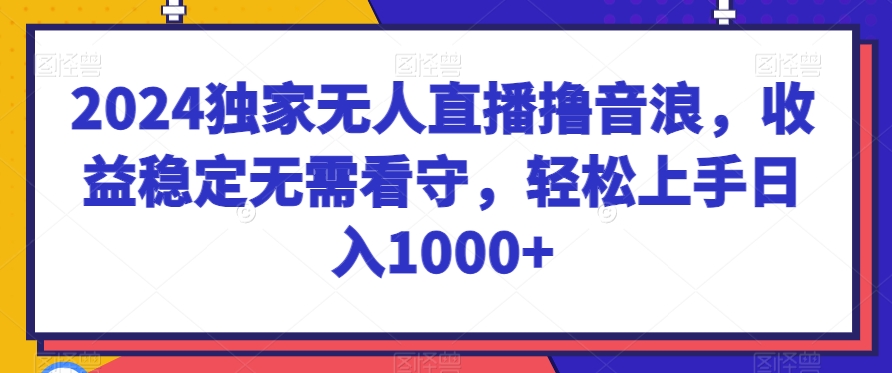 2024独家无人直播撸音浪，收益稳定无需看守，轻松上手日入1000+-<a href=