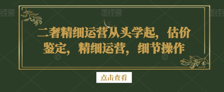 二奢精细运营从头学起，估价鉴定，精细运营，细节操作-<a href=
