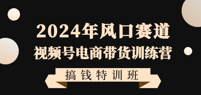 2024年风口赛道视频号电商带货训练营搞钱特训班，带领大家快速入局自媒体电商带货-<a href=
