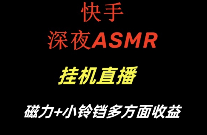 快手深夜性感ASMR挂机直播，磁力+小铃铛收益（附带工具和5G素材）-<a href=