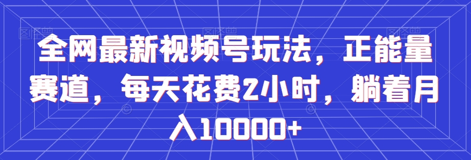 全网最新视频号玩法，正能量赛道，每天花费2小时，躺着月入10000+【揭秘】-<a href=