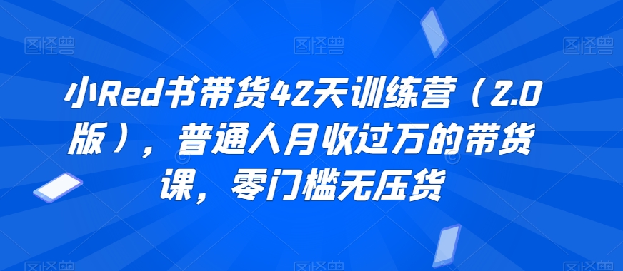 小Red书带货42天训练营（2.0版），普通人月收过万的带货课，零门槛无压货-<a href=