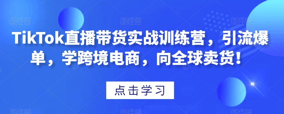 TikTok直播带货实战训练营，引流爆单，学跨境电商，向全球卖货！-<a href=