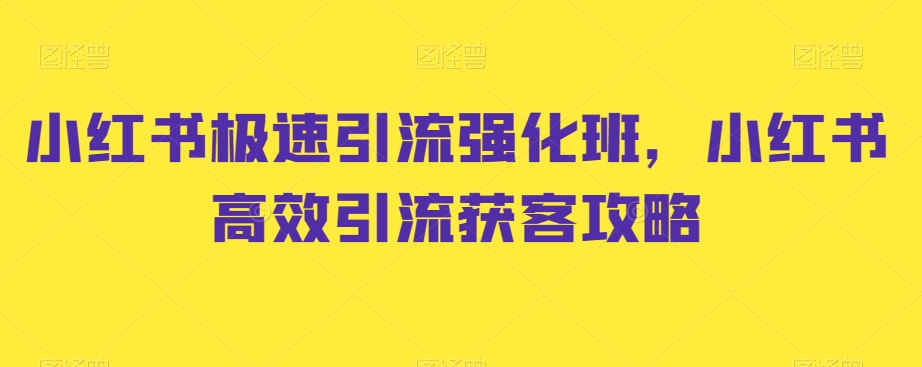 小红书极速引流强化班，小红书高效引流获客攻略-<a href=