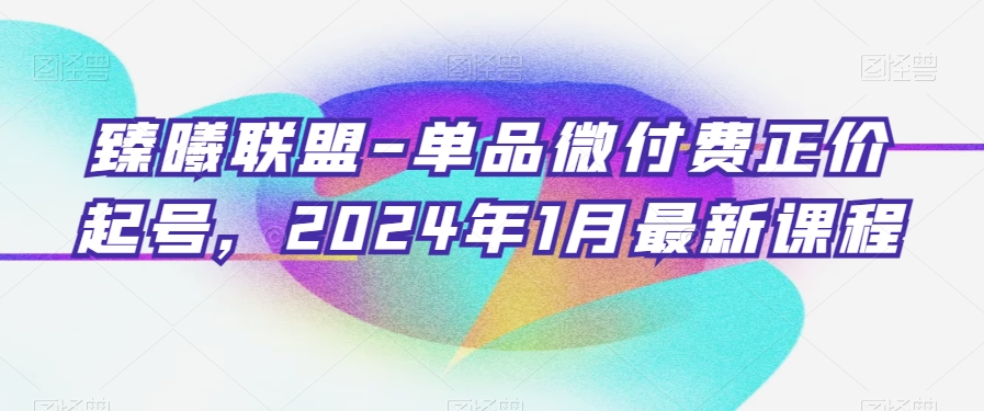 臻曦联盟-单品微付费正价起号，2024年1月最新课程-<a href=