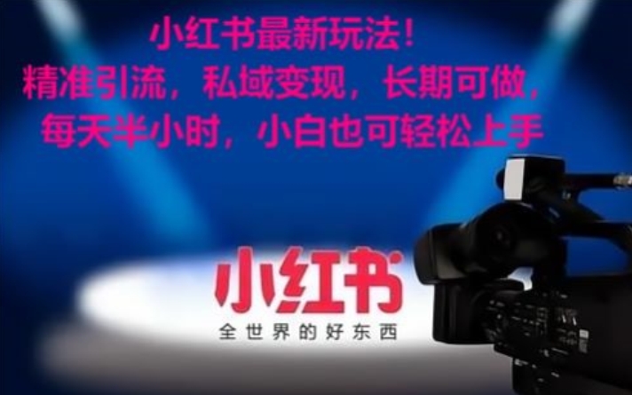 小红书最新玩法！精准引流，私域变现，长期可做，每天半小时，小白也可轻松上手-<a href=