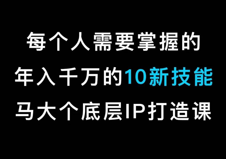 马大个的IP底层逻辑课，​每个人需要掌握的年入千万的10新技能，约会底层IP打造方法！-<a href=
