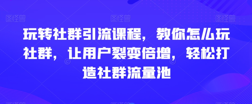玩转社群引流课程，教你怎么玩社群，让用户裂变倍增，轻松打造社群流量池-<a href=