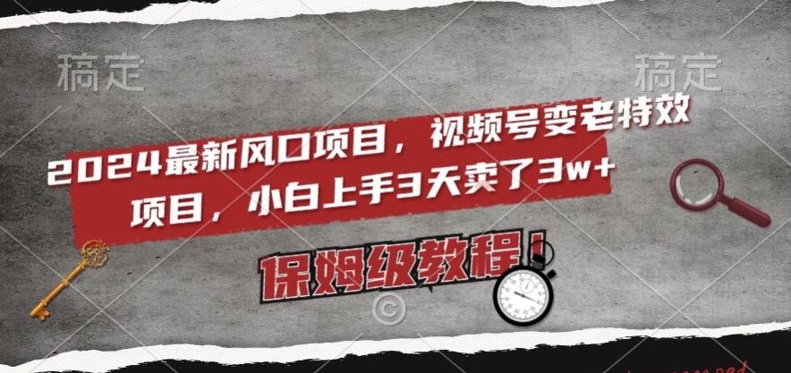 2024最新风口项目，视频号变老特效项目，电脑小白上手3天卖了3w+，保姆级教程【揭秘】-<a href=