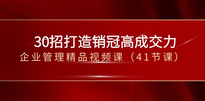 （8477期）30招-打造销冠高成交力-企业管理精品视频课（41节课）-<a href=