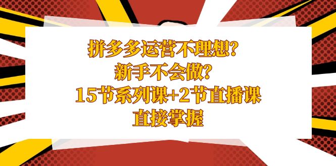 （8479期）拼多多运营不理想？新手不会做？15节系列课+2节直播课，直接掌握-<a href=
