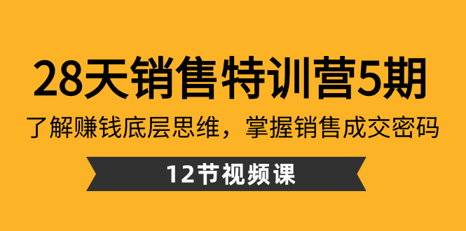 （8659期）28天·销售特训营5期：了解赚钱底层思维，掌握销售成交密码（12节课）-<a href=