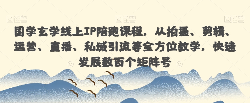 国学玄学线上IP陪跑课程，从拍摄、剪辑、运营、直播、私域引流等全方位教学，快速发展数百个矩阵号-<a href=