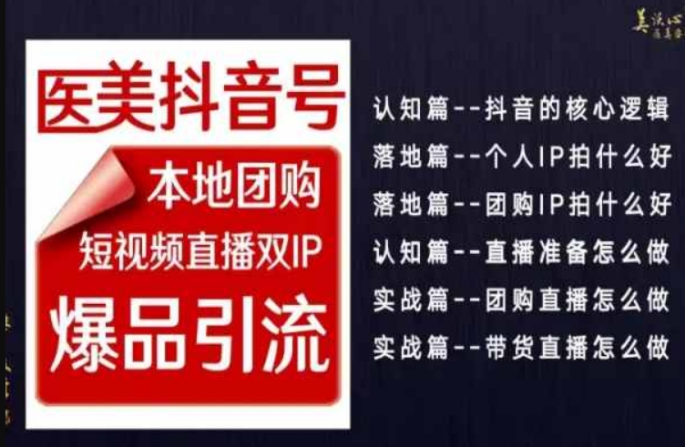 2024医美如何做抖音，医美抖音号本地团购，短视频直播双IP，爆品引流-<a href=