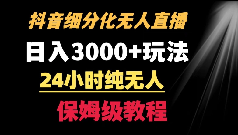 靠抖音细分化赛道无人直播，针对宝妈，24小时纯无人，日入3000+的玩法-<a href=