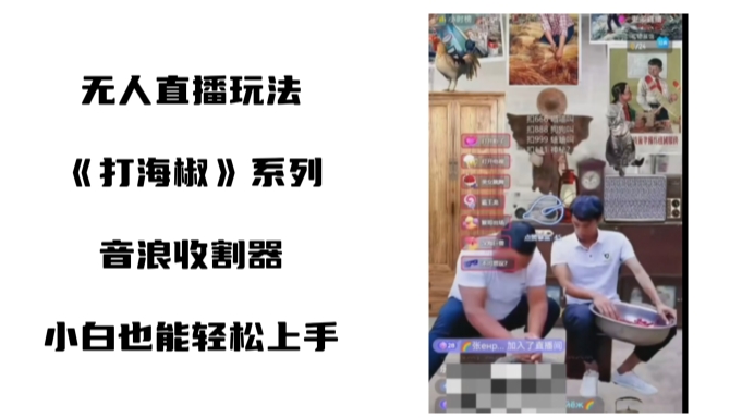 （8661期）打海椒无人直播整蛊项目，小白轻松上手撸音浪收割器（教程+工具+素材）-<a href=