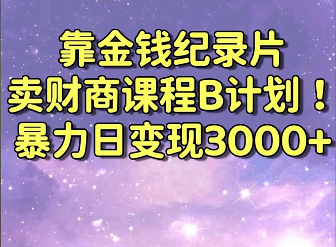 （8944期）靠金钱纪录片卖财商课程B计划！暴力日变现3000+，喂饭式干货教程！-<a href=