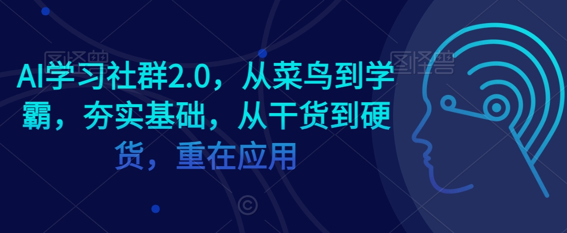 AI学习社群2.0，从菜鸟到学霸，夯实基础，从干货到硬货，重在应用-<a href=