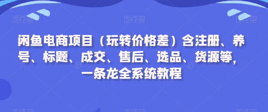 闲鱼电商项目（玩转价格差）含注册、养号、标题、成交、售后、选品、货源等，一条龙全系统教程-<a href=
