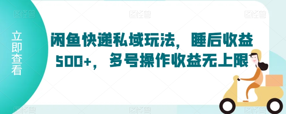 闲鱼快递私域玩法，睡后收益500+，多号操作收益无上限-<a href=