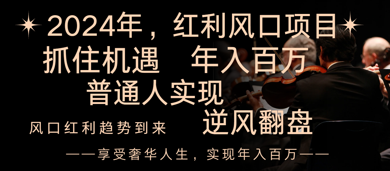 （8418期）2024红利风口项目来袭，享受第一波红利，逆风翻盘普通人也能实现，年入百万-<a href=