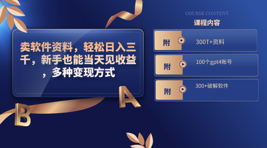 （8582期）卖软件资料，轻松日入三千，新手也能当天见收益，多种变现方式，（附300…-<a href=